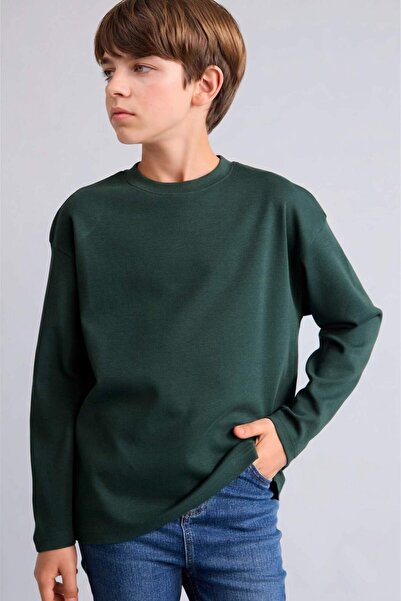 DeFacto 100% Cotton Oversized Crew Neck Long Sleeve T-Shirt for Boys E9661A825Au