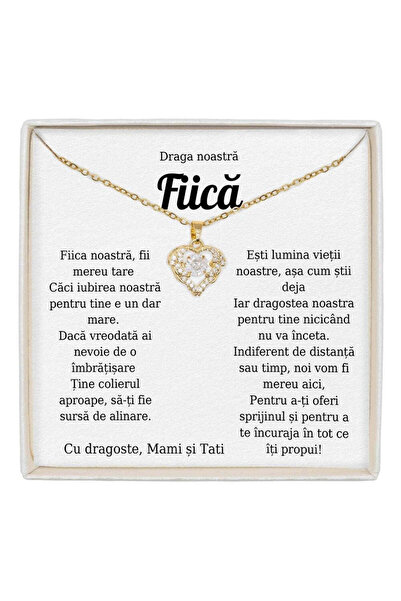 The Jewel Heart Colier cu pandantiv și mesaj special, dragoste adevărată, cad...
