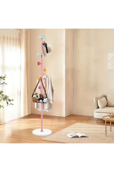 Klyte Freestanding Coat Rack Stand with Colorful Hooks, Floor Standing Clothe...