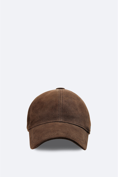 Avva Men's Brown 100% Suede Leather Sports Cap A42Y9286