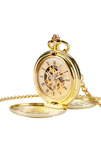 Choice Gold Classic double face hand winding mechanical pocket watch smooth s...