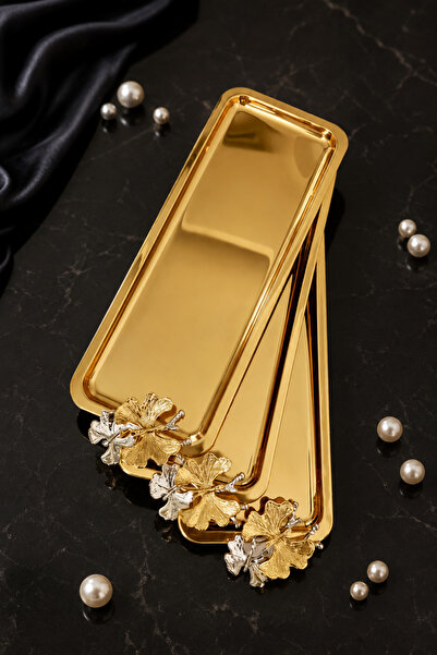 JASPER Goldessa 3-Piece Rectangular Gold Stainless Steel Coffee Presentation ...