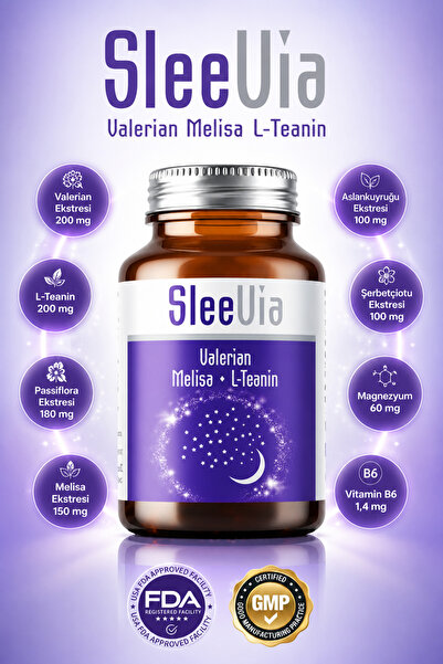SleeVia Slee Via (Valerian, L-Teanin, Passiflora, Melisa, Aslankuyruğu, Şerbe...