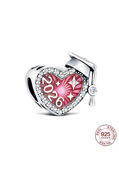 Choice NBC0601 New 925 Sterling Silver Charm Colorful 2026 Graduation Cap Hea...