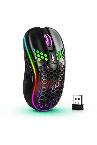 Timebox Mouse de gaming wireless 80g 1600DPI 2.4G Receptor USB LED RGB 7 buto...