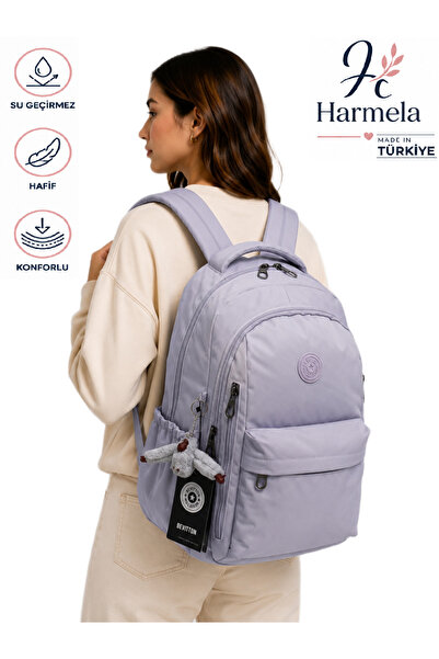 Harmela School Backpack Unisex Water Resistant Fabric School Bag Hrm2500 Ligh...