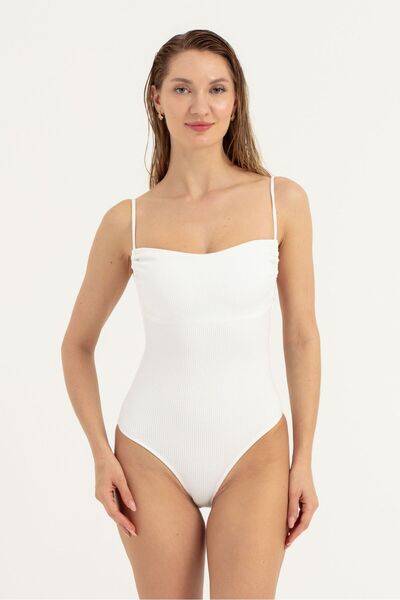 OBJE Women's Ecru Deep Backless Swimsuit