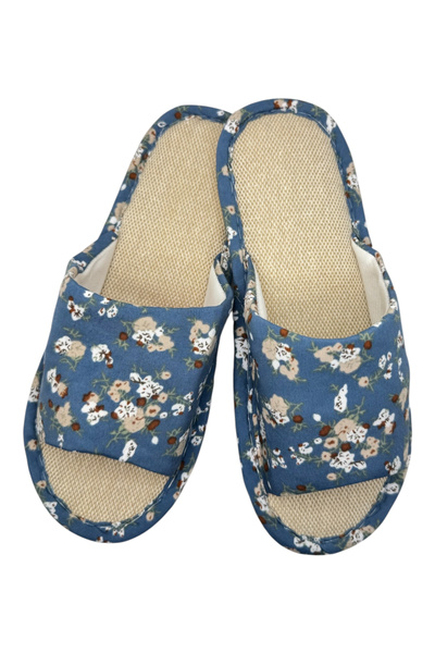 TECOS Papuci de casă pentru femei, Tecos®,albastru model floral, confortabili...