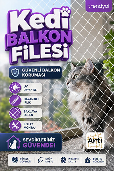 Artı Balkon Filesi 1,5x4 Metre Bahçe Balkon Filesi Kedi Kuş Önleme Güvenlik F...