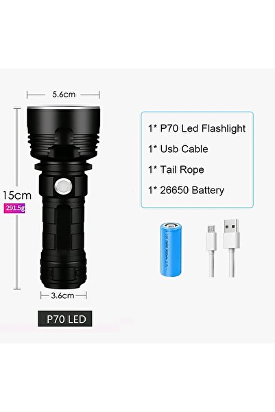 Choice PJ-P70-With Battery Tactical Torch High Power XHP70 LED Flashlight USB...