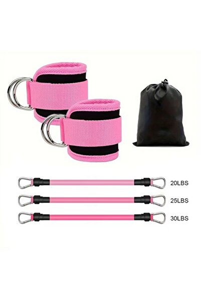 Choice 75Lbs All Pink 6-Piece Leg Resistance Band Set for Hip Strength Traini...