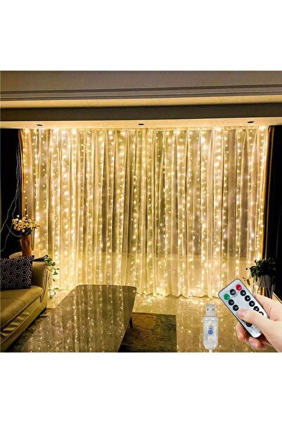 Choice 3Mx3M-300LED Warm USB Plug Curtain LED String Lights 8 Modes Remote Co...