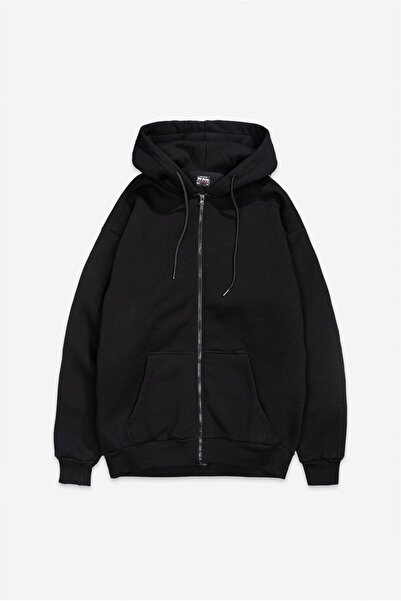 Twobucks Black Basic Oversize Men's Jacket Hoodie