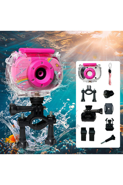 Choice Rainbow Pink Kids Waterproof Camera 20MP Waterproof Underwater Digital...
