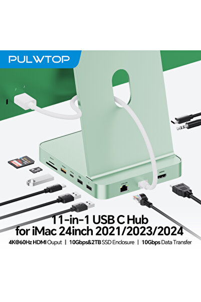 Choice1 Green PULWTOP USB C Hub for iMac 24 Inch M1 M3 M4, Support M.2 SSD (N...