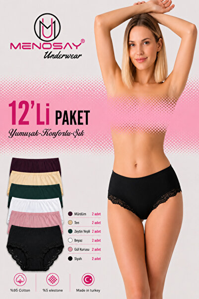 MENOSAY 12'li paket dantelli külot