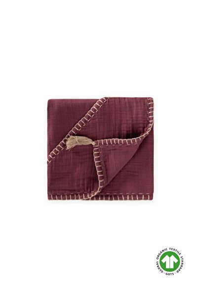 Cigit Double Layer Handmade Organic Muslin Triangle Towel (Washed) 75X75 cm Plum