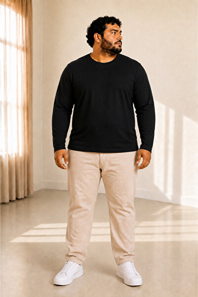 sngl tekstil Men’s Plus Size Oversize Long Sleeve T-Shirt – Sizes 3XL to 9XL
