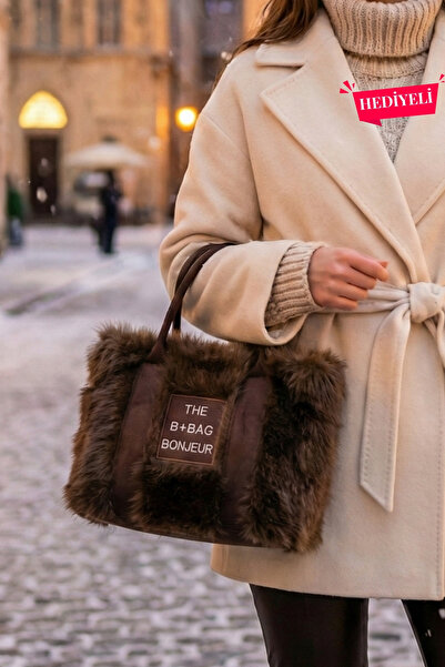 VivazzaLuxe Vintage Peluş Kürk Model Sonbahar, Kış The Bag Bonjeur Kadın El, ...