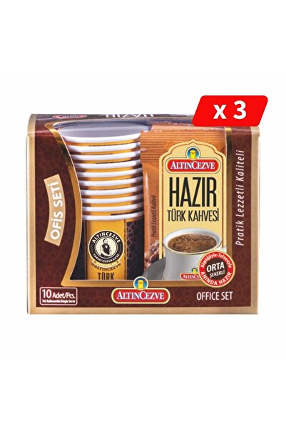 Altıncezve Altın Cezve Hazır Türk Kahvesi Ofis Seti Orta Şekerli 10 x 9 Gr - ...