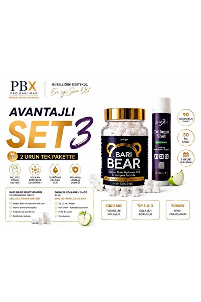 drinXir AVANTAJLI SET 3 - Hidrolize Collagen + Bari Bear Multivitamin
