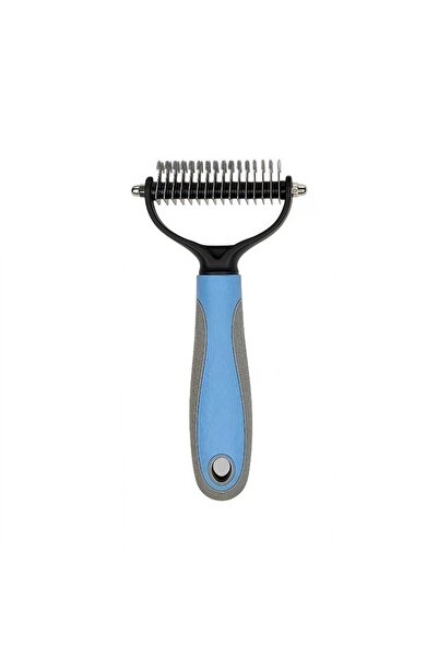 Choice1 L Blue Double Sided Pet Deshedding Brush Stainless Steel Dog Comb Gro...