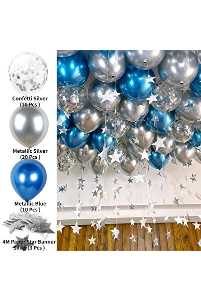 Choice O 10inch HG9179-4 43Pcs Black Gold Silver White Metal Thick Balloons w...
