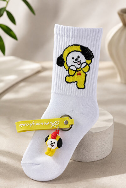 çorapdunyam Set de șosete și breloc cu design colorat Chimmy Bts Emoji