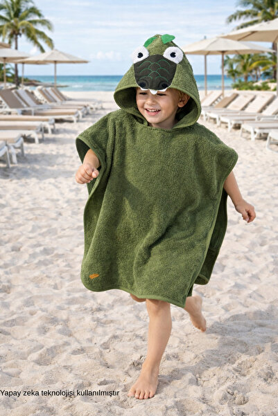 ELY PARKER Poncho Children's Bathrobe Beach Towel Hooded (3-8 YEARS) Inner-Ou...