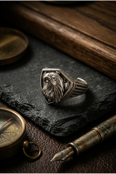 Begondio Special Design Masculine Adjustable Men's Ring with Eagle Figure
