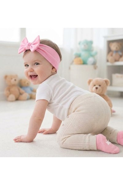 Babygiz Baby Girl Children's Bow-Tie Hairband, 100% Cotton Combed Cotton, Non-Slip, Ultra Flexible Soft Headband