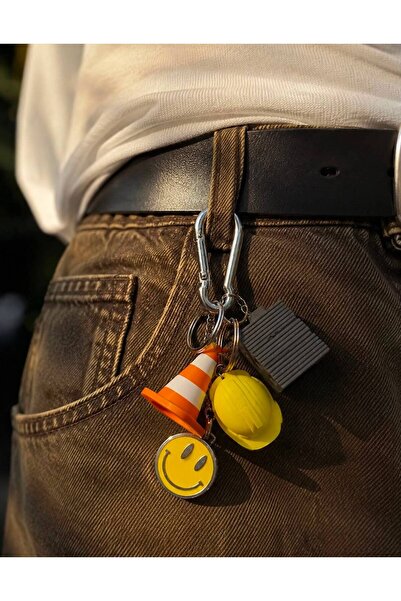 Pocket People İnşaat Temalı Anahtarlık Seti – Baret, Trafik Konisi, Beton Blo...