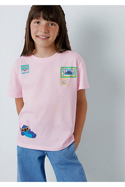 Mavi Lilo and Stitch Printed Pink T-Shirt Loose Fit / Relaxed Comfortable Cut...