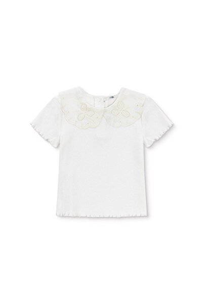 MOTHERCARE Kız Bebek Bluz Dantel Yaka Kısa Kol