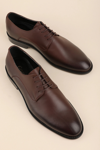 Gondol Men's Genuine Leather Classic Groom Shoes Pş.90 Brown
