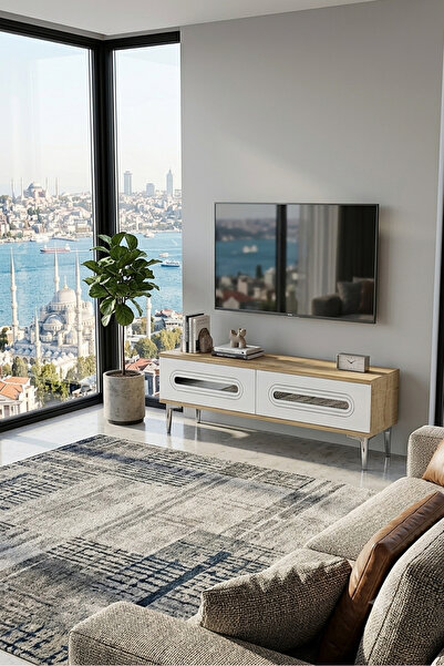 cnyr TSA1220DBS - RANYTV120 TV STAND, TV SEHPASI SAFİRMEŞE - BEYAZ- SILVER 120CM
