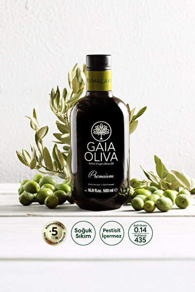 Gaia Oliva Premium Yamalak Sarısı 500 ml Erken Hasat Natürel Sızma Zeytinyağı...