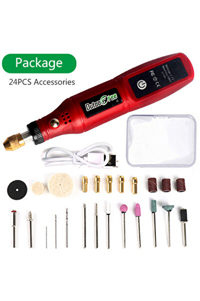 Choice1 Red With 24pcs USB Cordless Rotary Tool Kit Woodworking Engraving Pen...