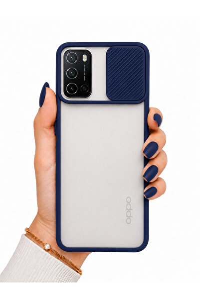 Oppo A72 Kılıf Kamera Sürgü Mat Arka Yüzey Renkli Çerçeve Lensi Kapak