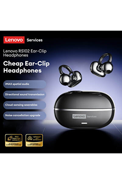 Choice Lenovo Black NEW RS102 Open Ear Wireless Earphones Bluetooth 6.0 Clip ...