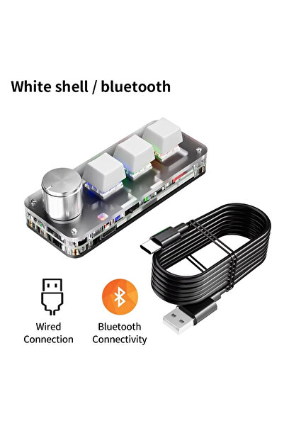 Choice5 GGBEE White Bluetooth 2.4G Bluetooth 3 Keys 1 Knob Customize Keyboard...