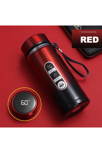 Choice 1L Red SoftAura Stainless Steel Thermos Bottle LED Temperature Display...