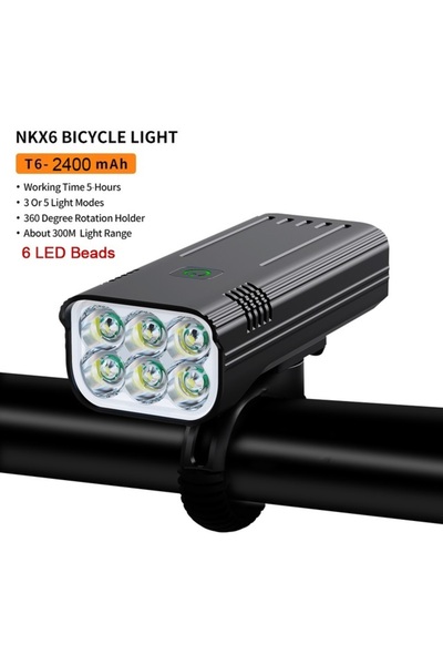 Choice 2400mAh NATFIRE 6LED 10000 mAh Bike Light Rainproof USB Rechargeable L...