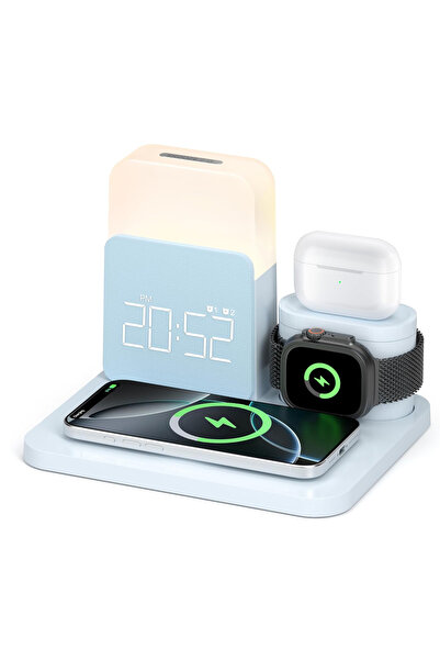 Choice4 Blue 7-in-1 MagSafe Alarm Clock Charger-Wireless Station for iPhone 1...