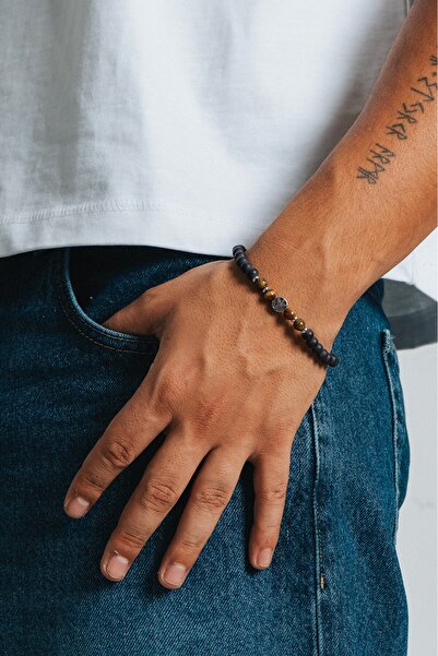 Crupt Studio 316L Steel 5mm Natural Stone Universe Men's Bracelet