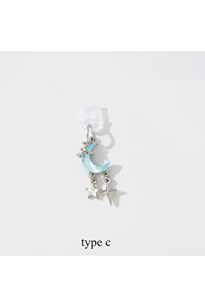 Choice type c blue Simple Moon Dust Plug Type C Phone Charge Port Plug For iP...