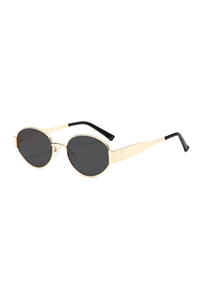 Choice Gold Black Retro Small Oval Sunglasses Men Women Luxury Metal Round Su...