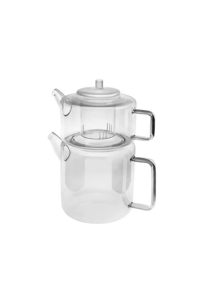 Queen’s Kitchen Flat Borosilicate Glass Teapot (950 ml + 1600 ml)