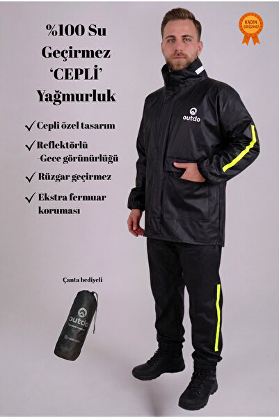 OUTDO Motorcu Yağmurluk "Cepli" Alt Üst Takım