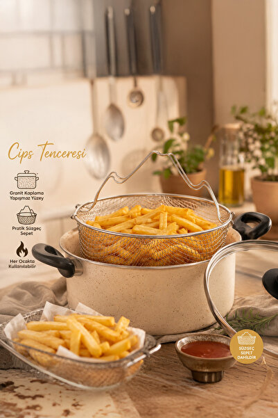 Porsima 4404 3 Piece Granite Frying Chips Pot 22cm 2Lt